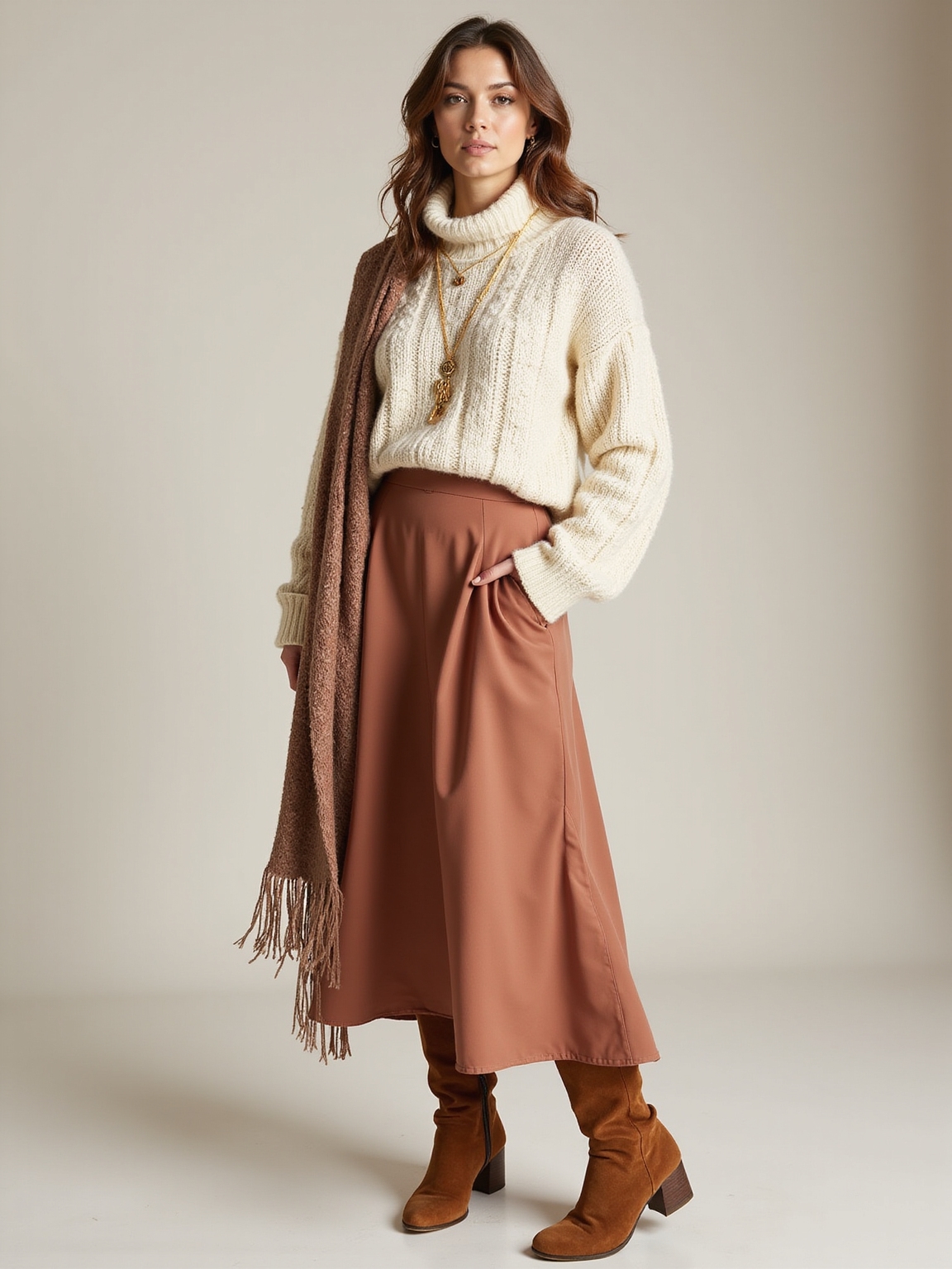chunky knit over dress