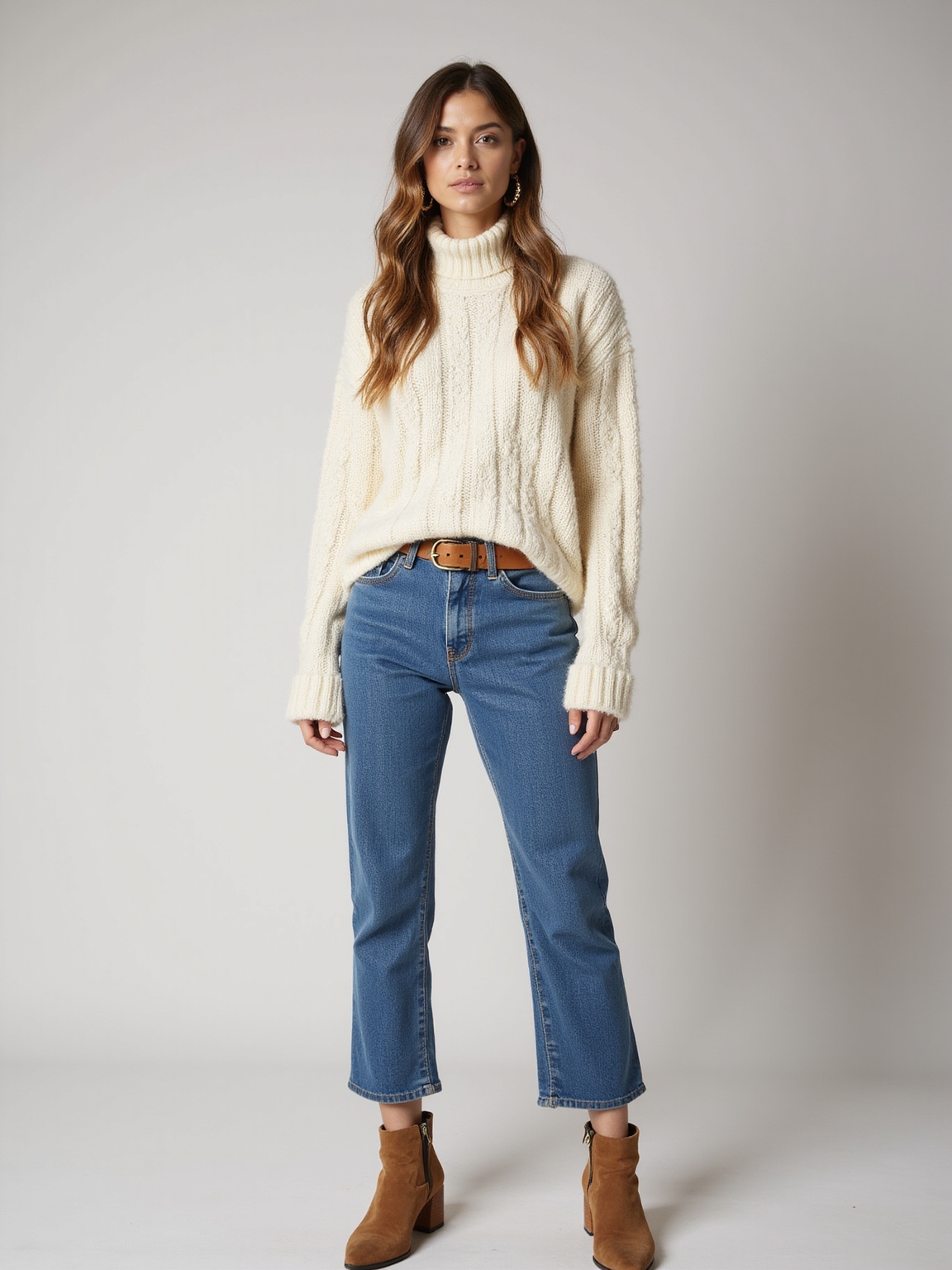 chunky knit straight leg jeans
