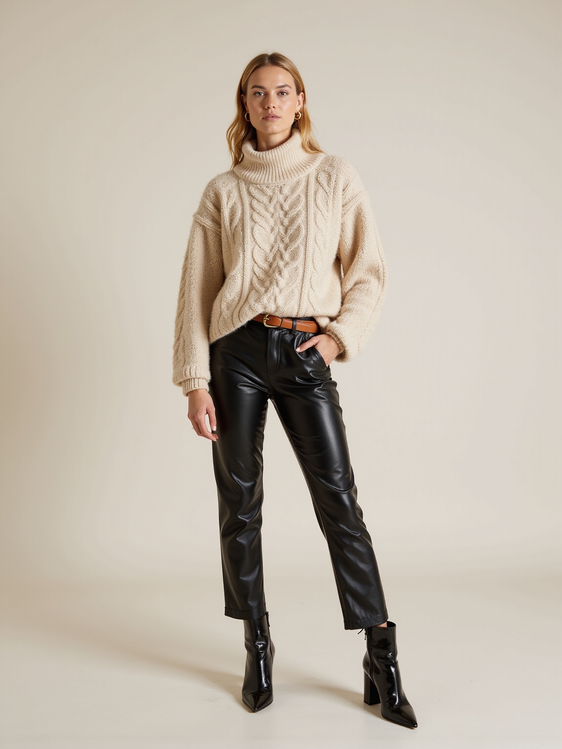 chunky sweater sleek bottoms