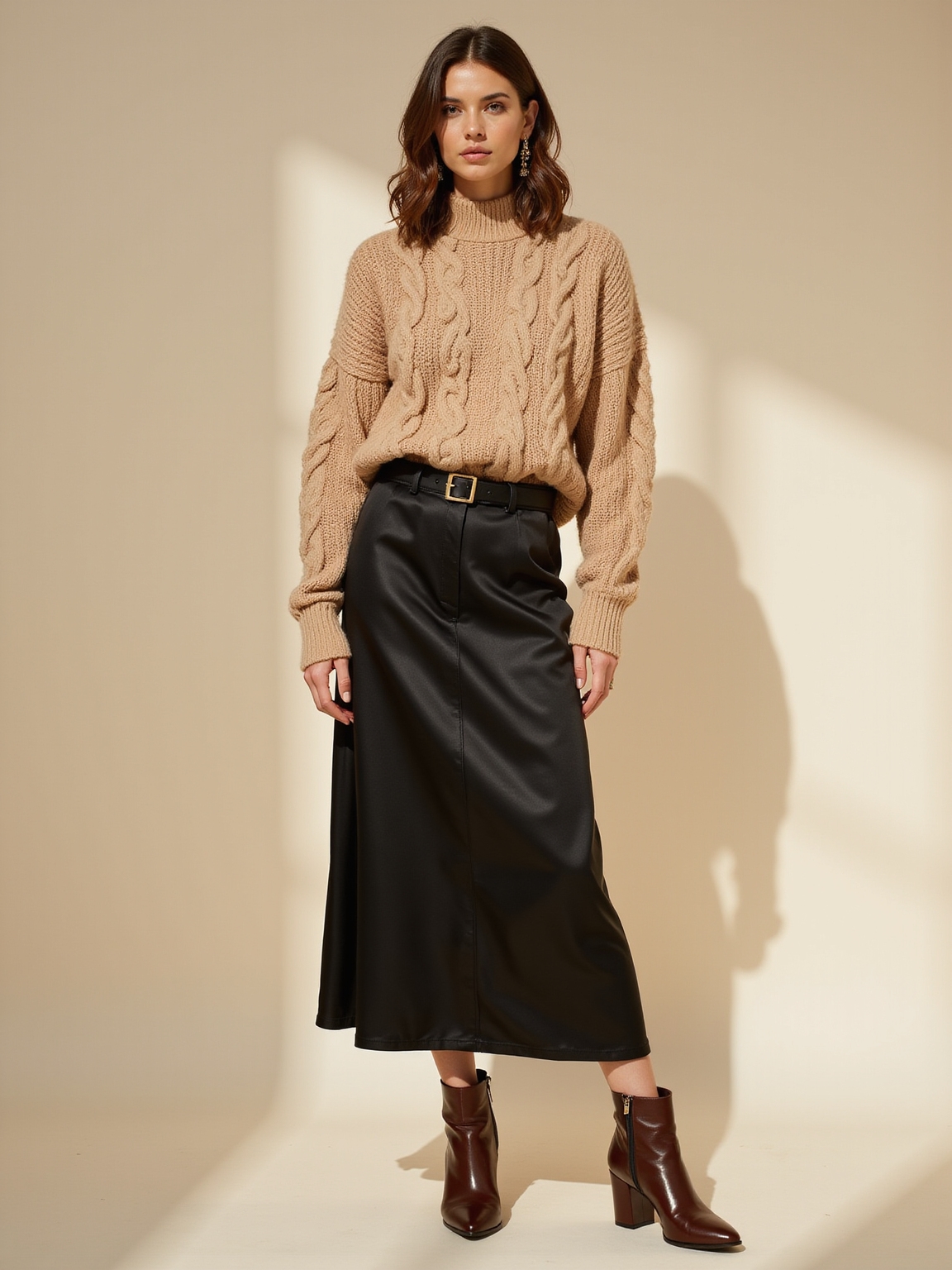chunky sweater sleek midi