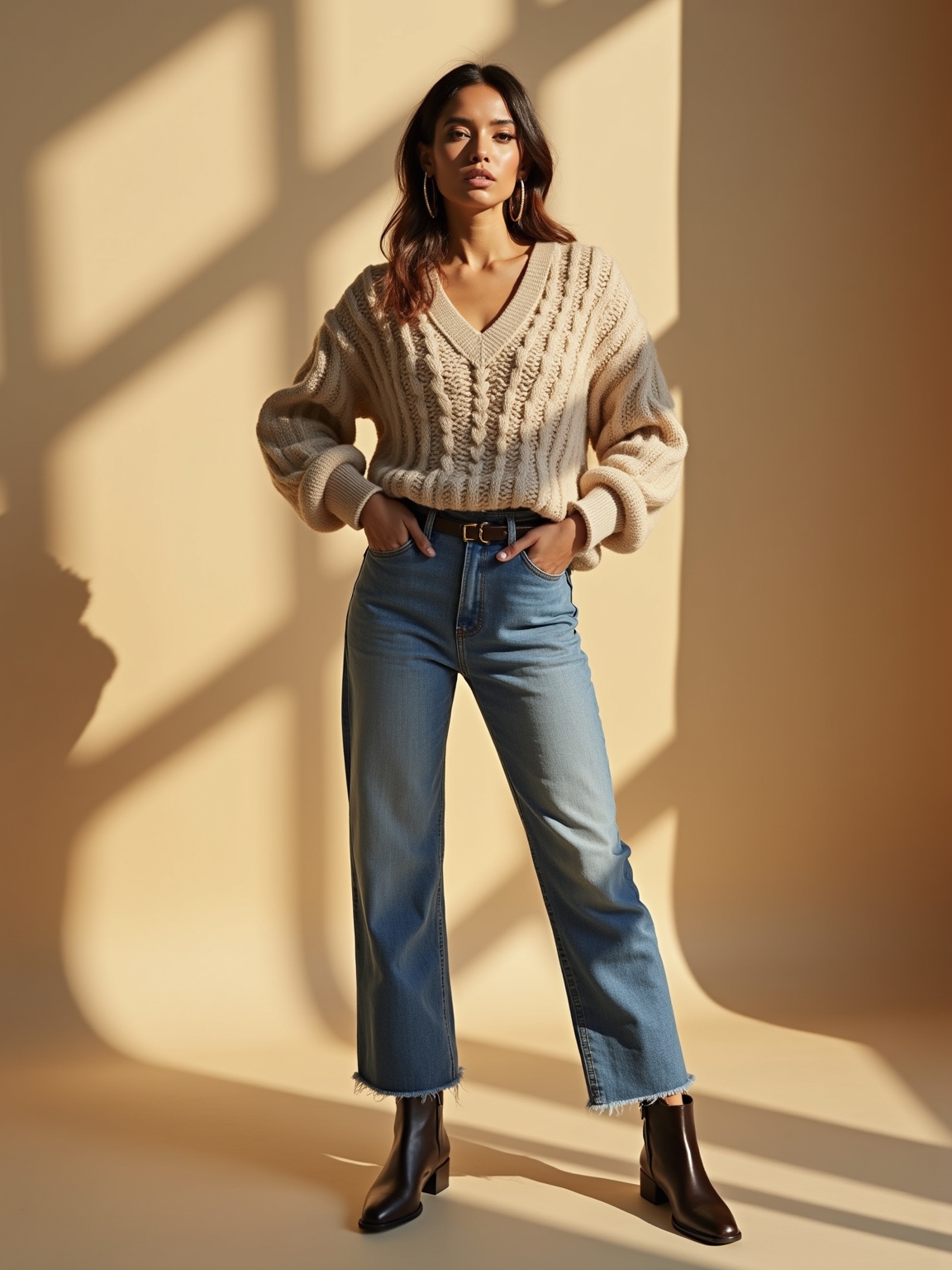 chunky sweater straight denim