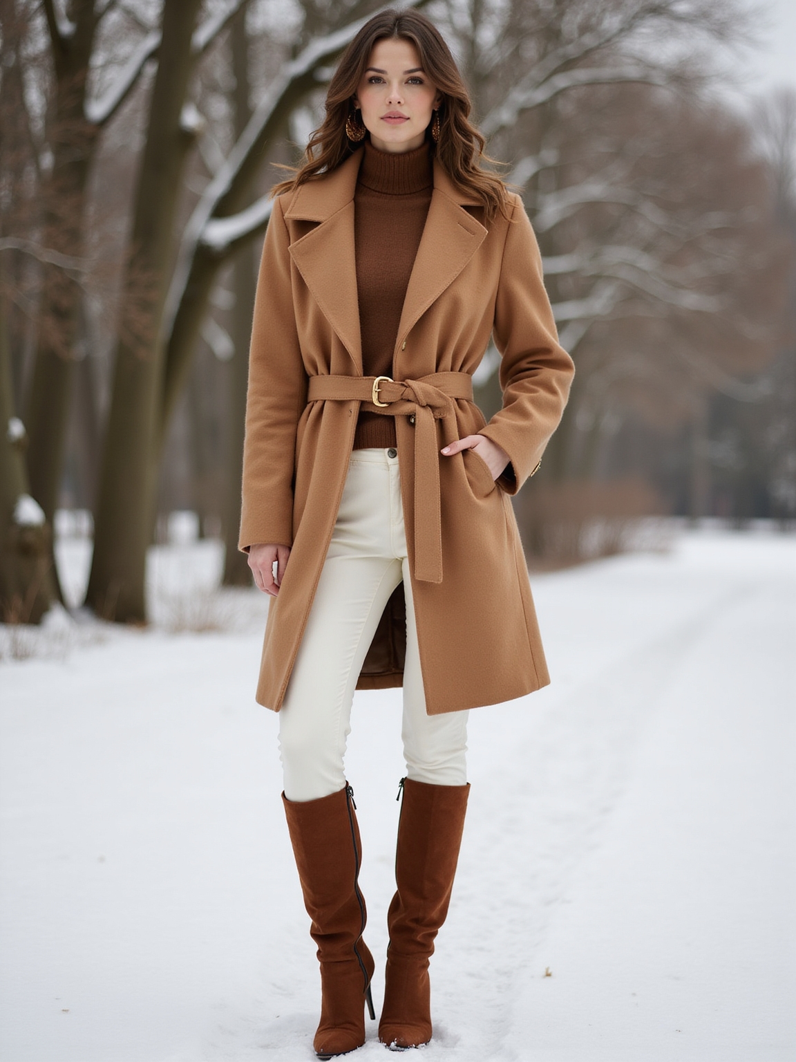 cinched waist winter coat elegance