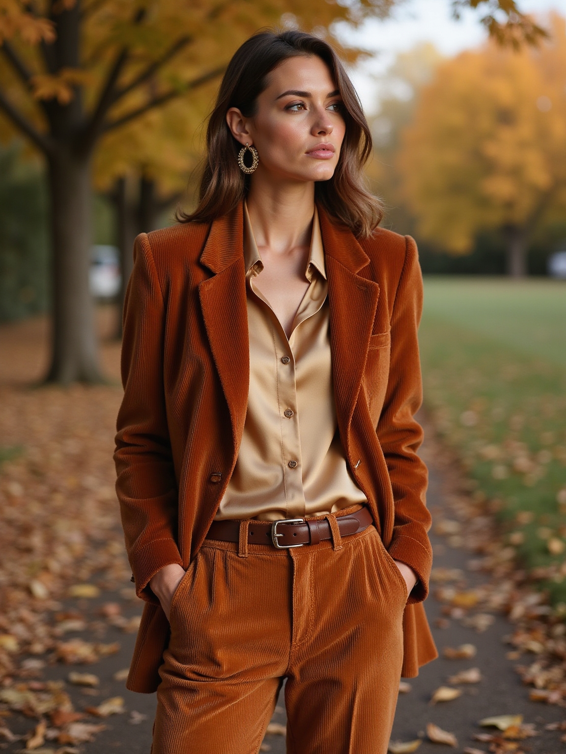 corduroy meets silky blouse