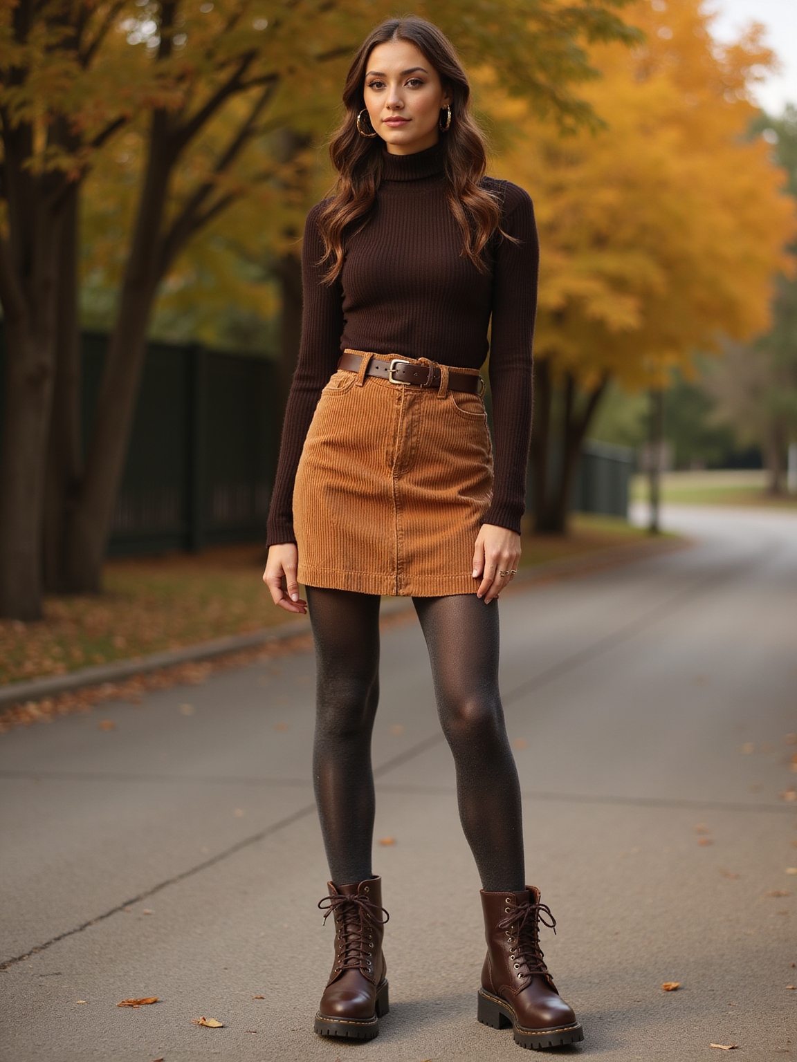 corduroy skirt with tights