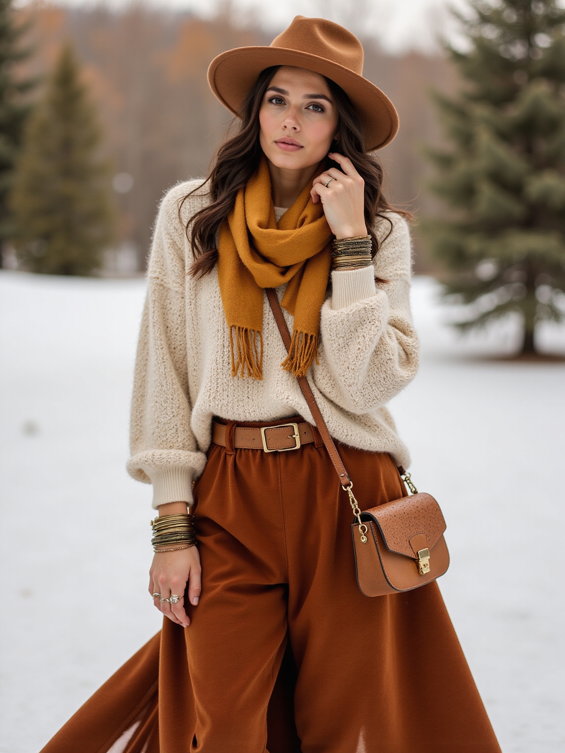 cozy boho hat styling