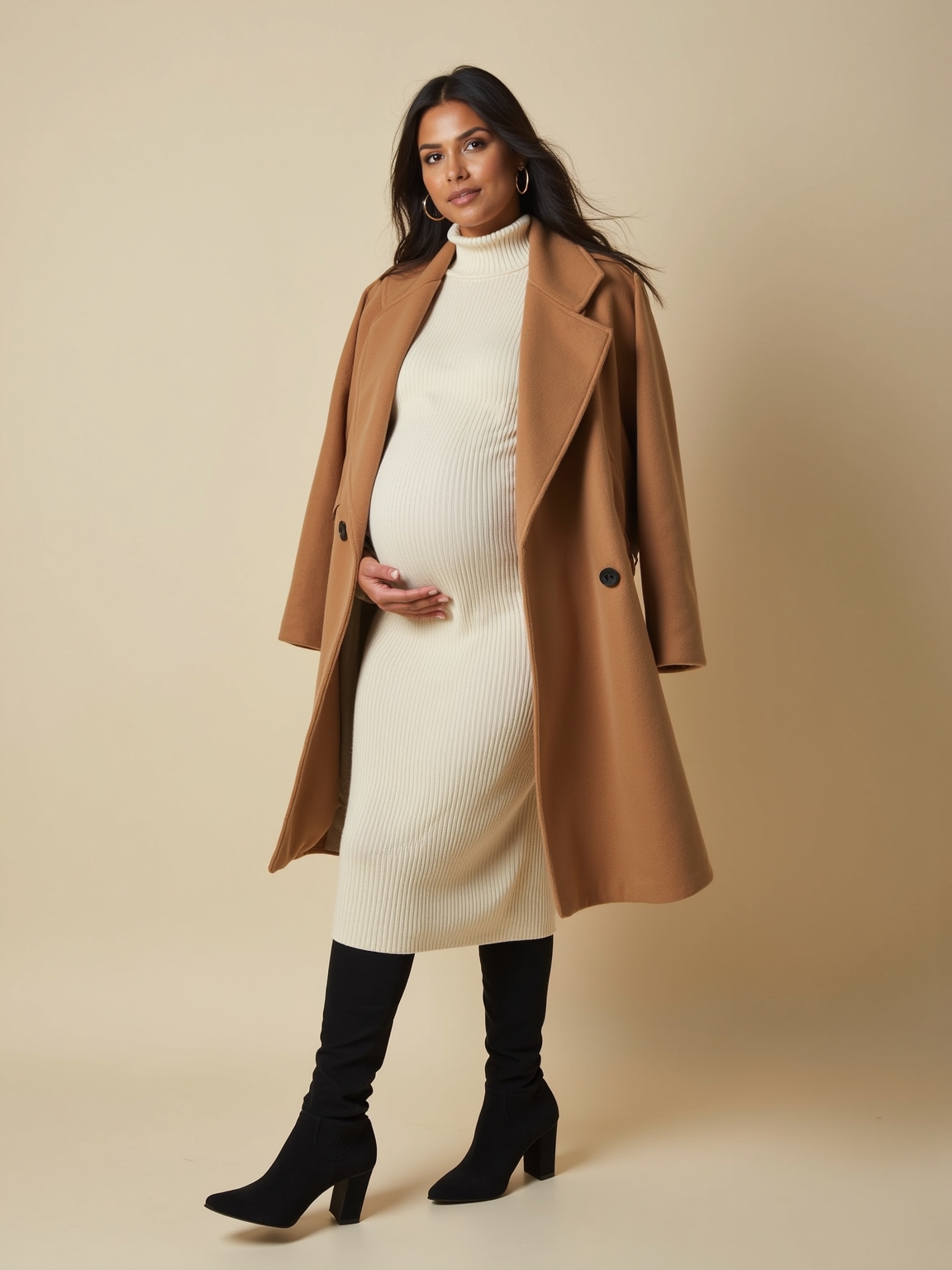 cozy chic fall winter maternity