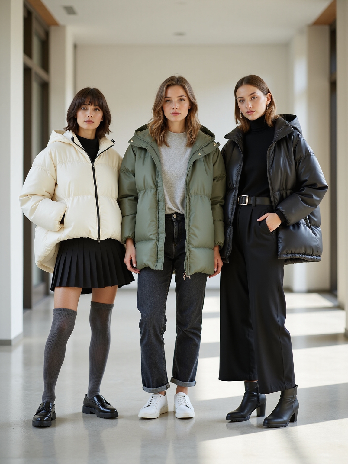 cozy layered puffer outfit ideas