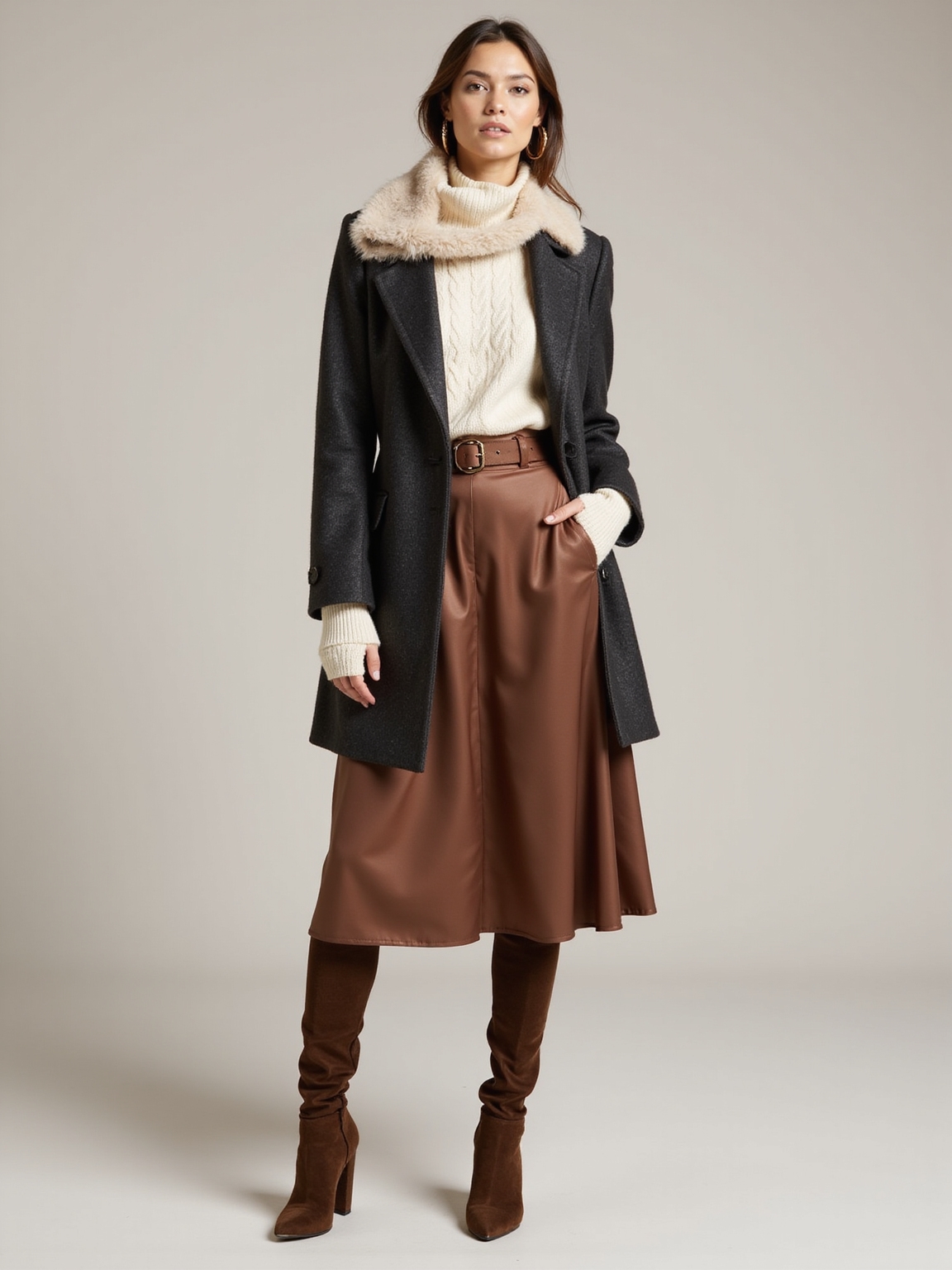 cozy luxe textured winter layering