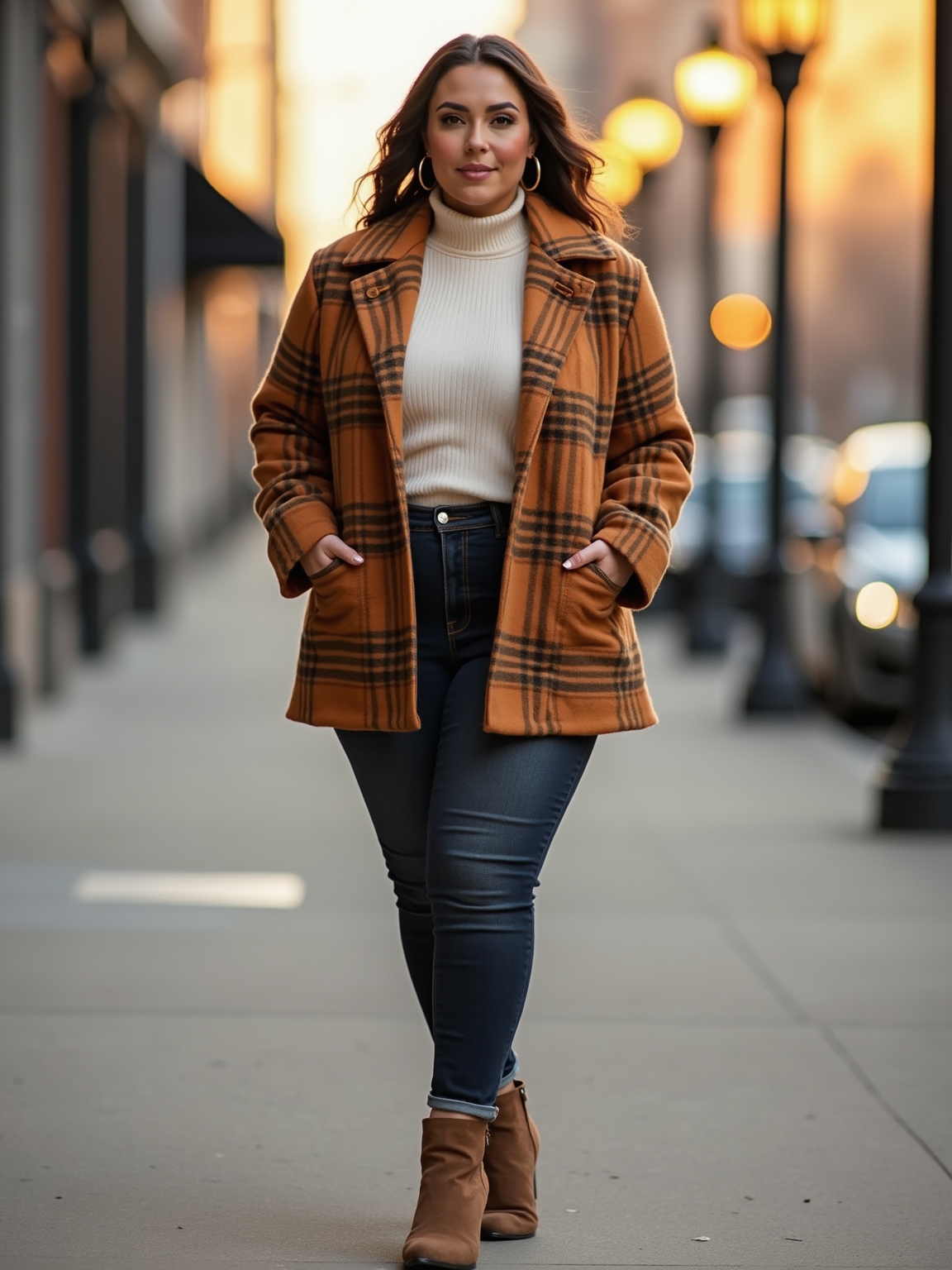 cozy plaid shacket with belt