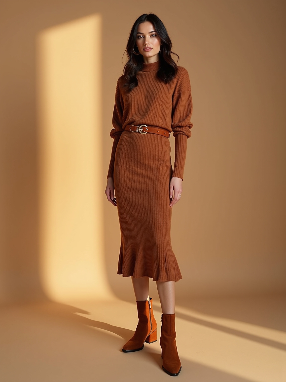 cozy ribbed tonal knitset