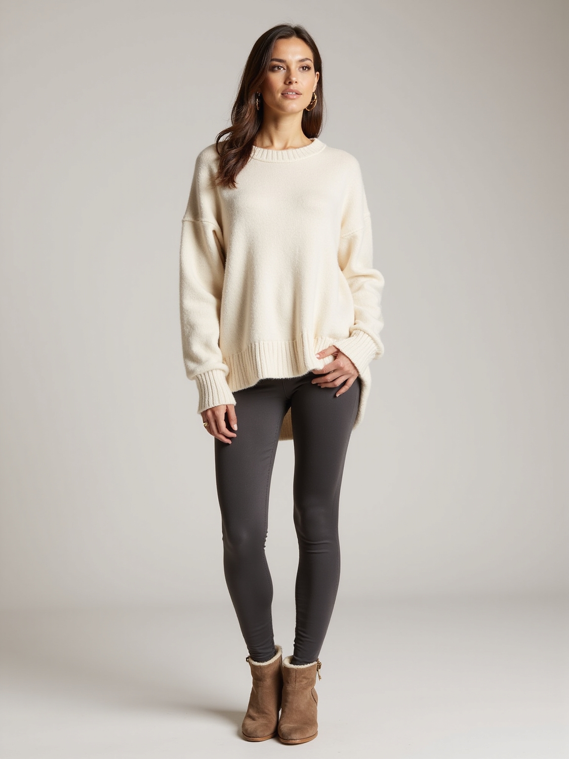 cozy streamlined layered winter outfit