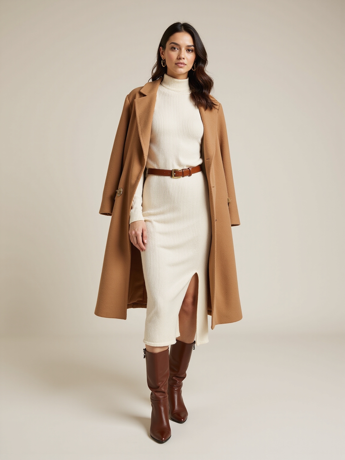 cozy sweater dress ensemble