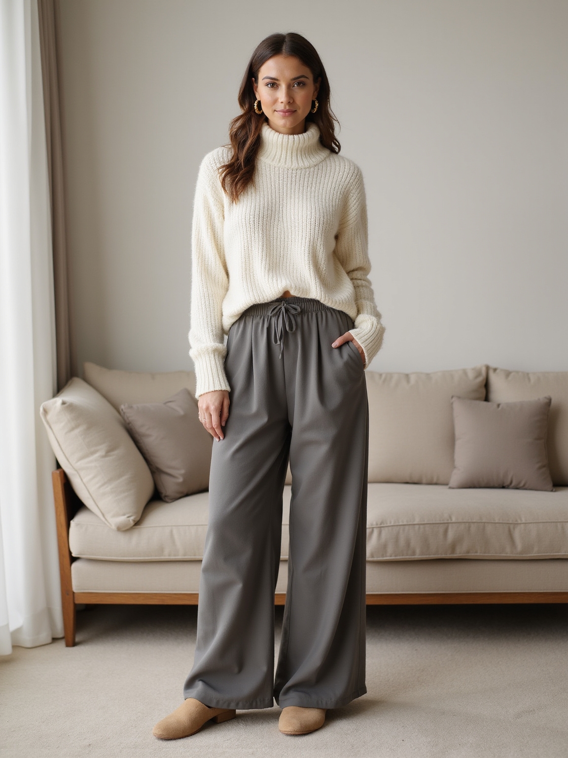 cozy turtleneck with palazzos