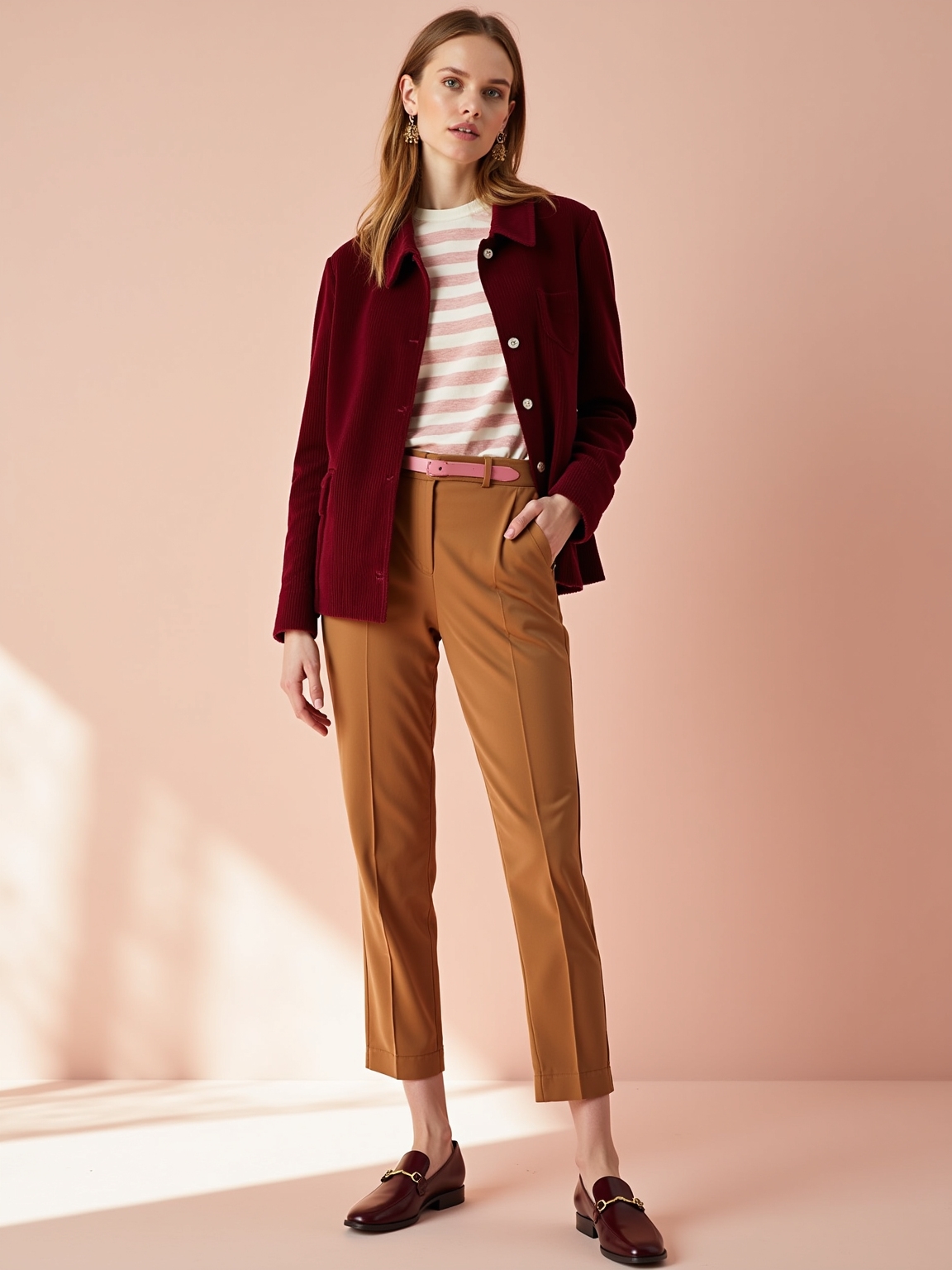 cranberry corduroy breton stripes