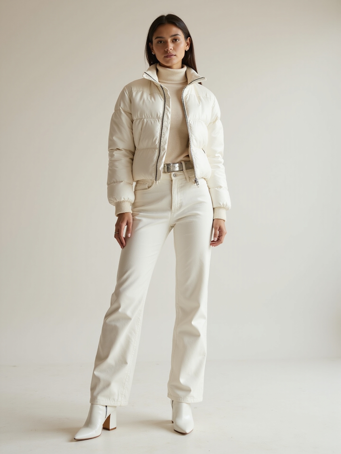 crisp all white textured winterwear