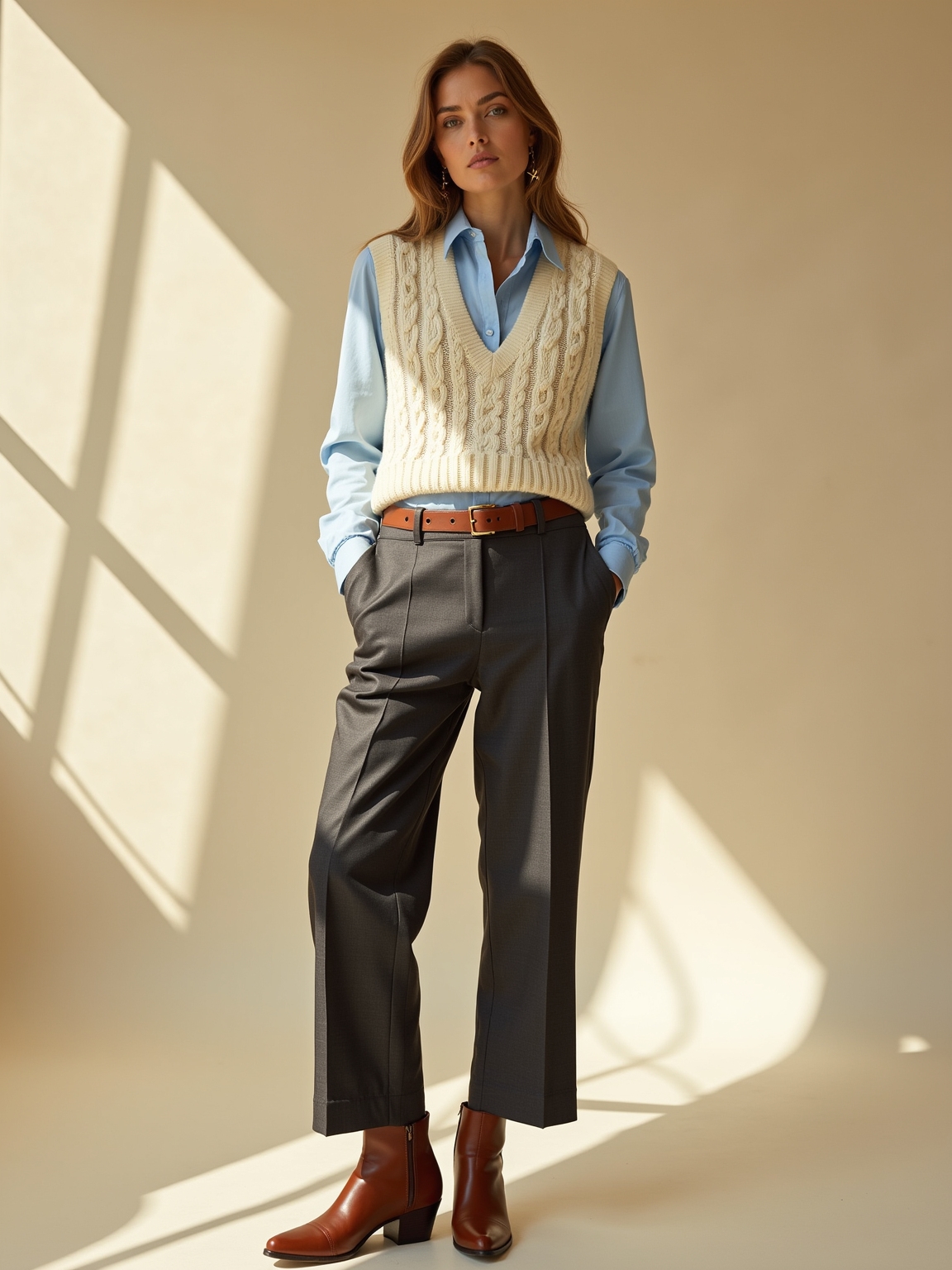 crisp button down under vest