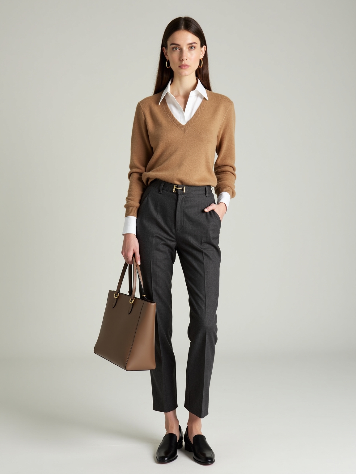 crisp collar soft sweater layers