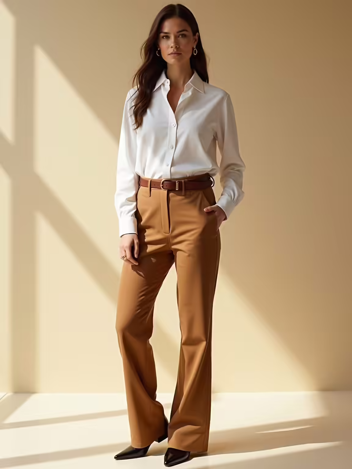 crisp oxford wide leg chinos