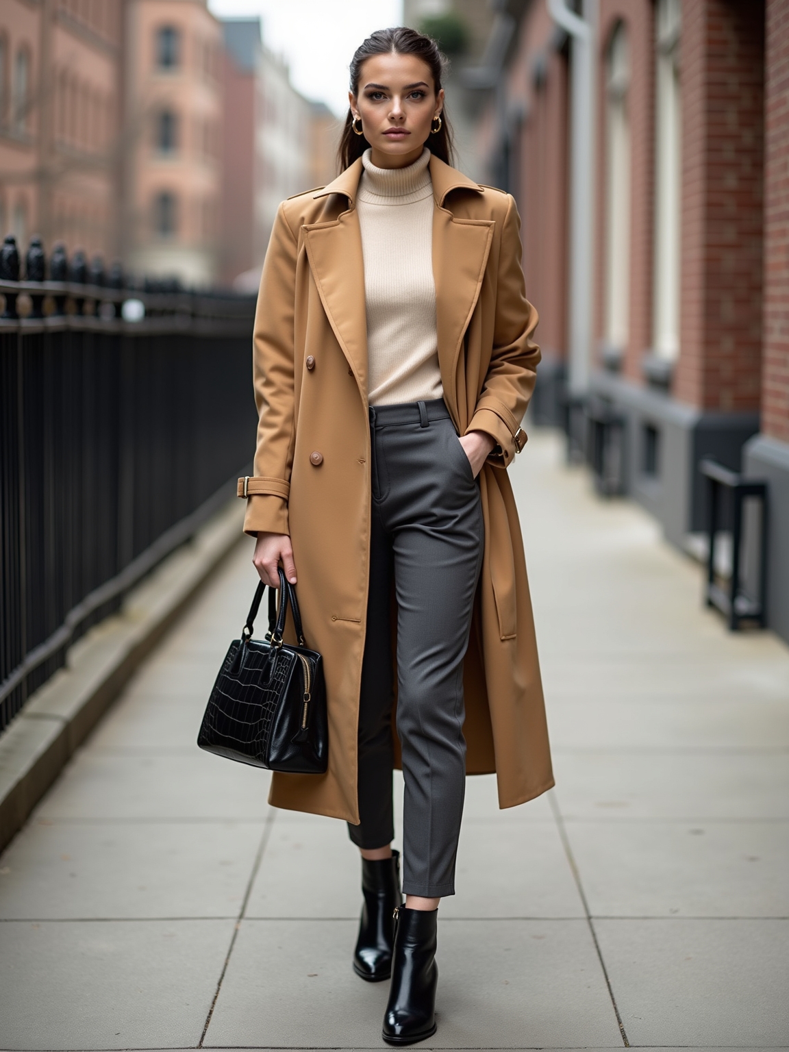 crisp tailored trenchcoat autumnal poise