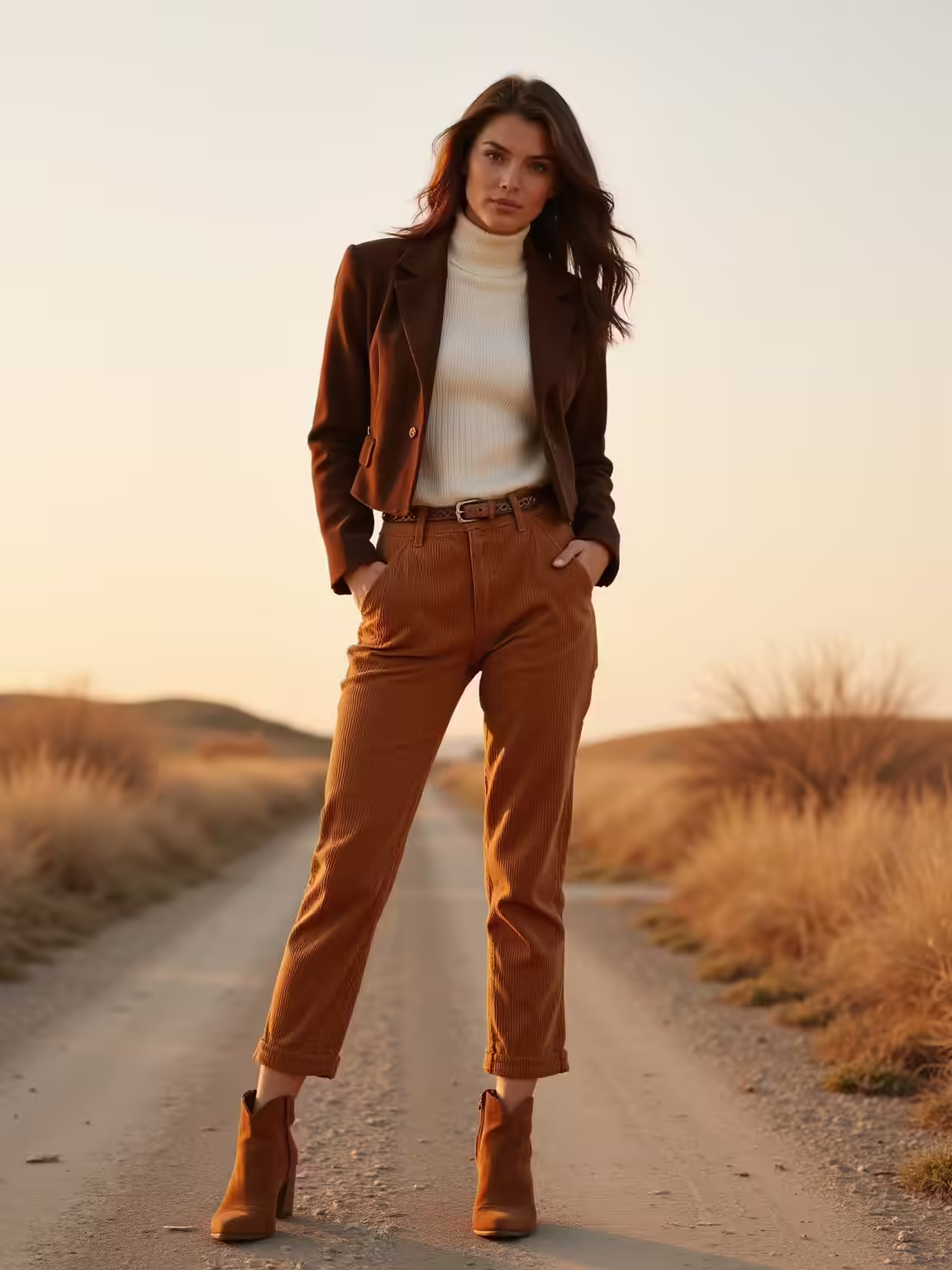 cropped corduroy with cowboy boots