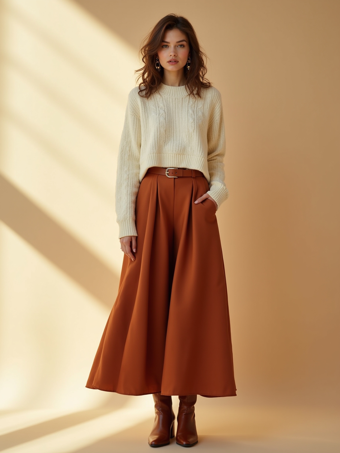 cropped sweater flowing maxi