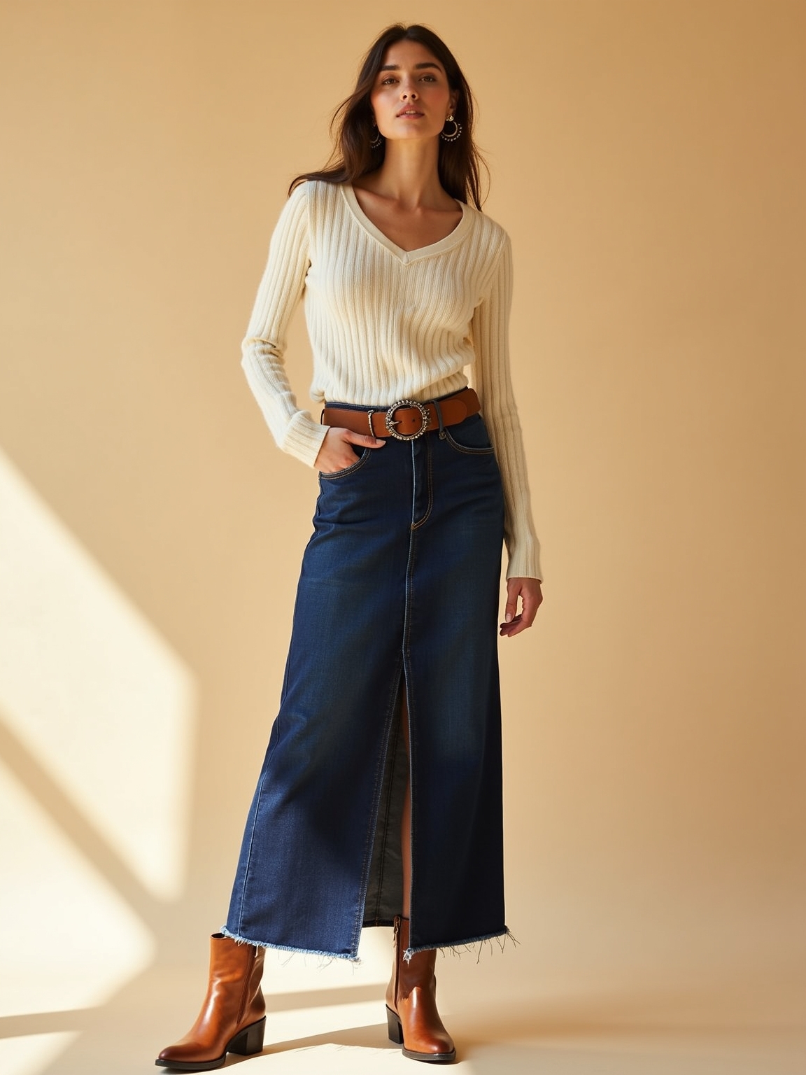 cropped sweater maxi denim