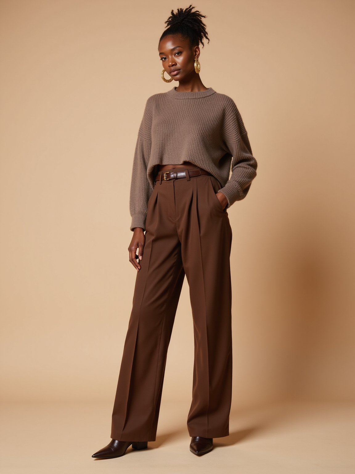 cropped sweater wide leg trousers