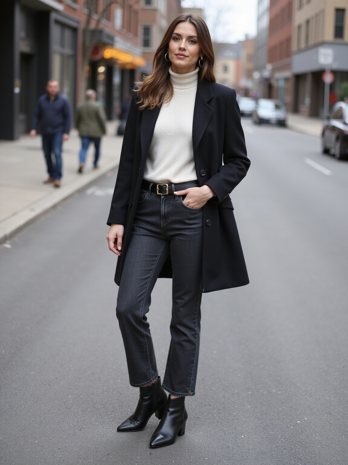 dark indigo high rise denim