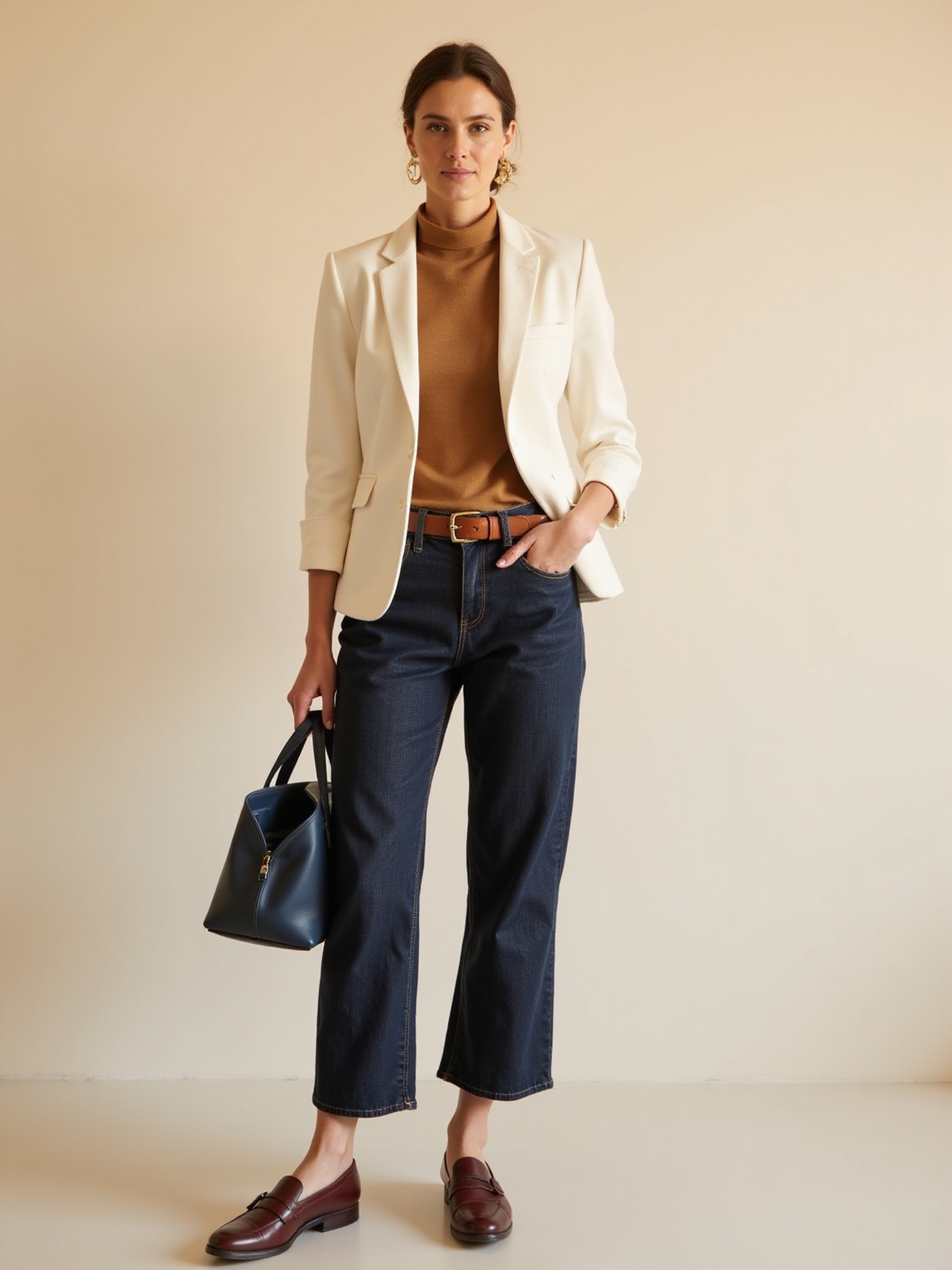 dark rinse denim silk blouse