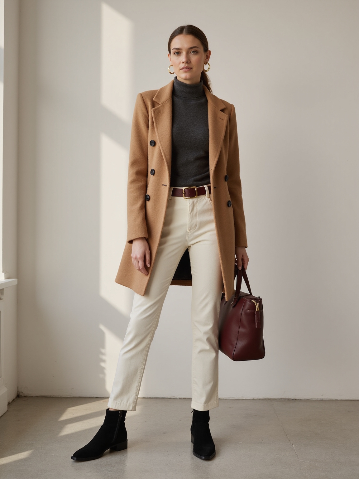 deliberate winter neutrals with accent