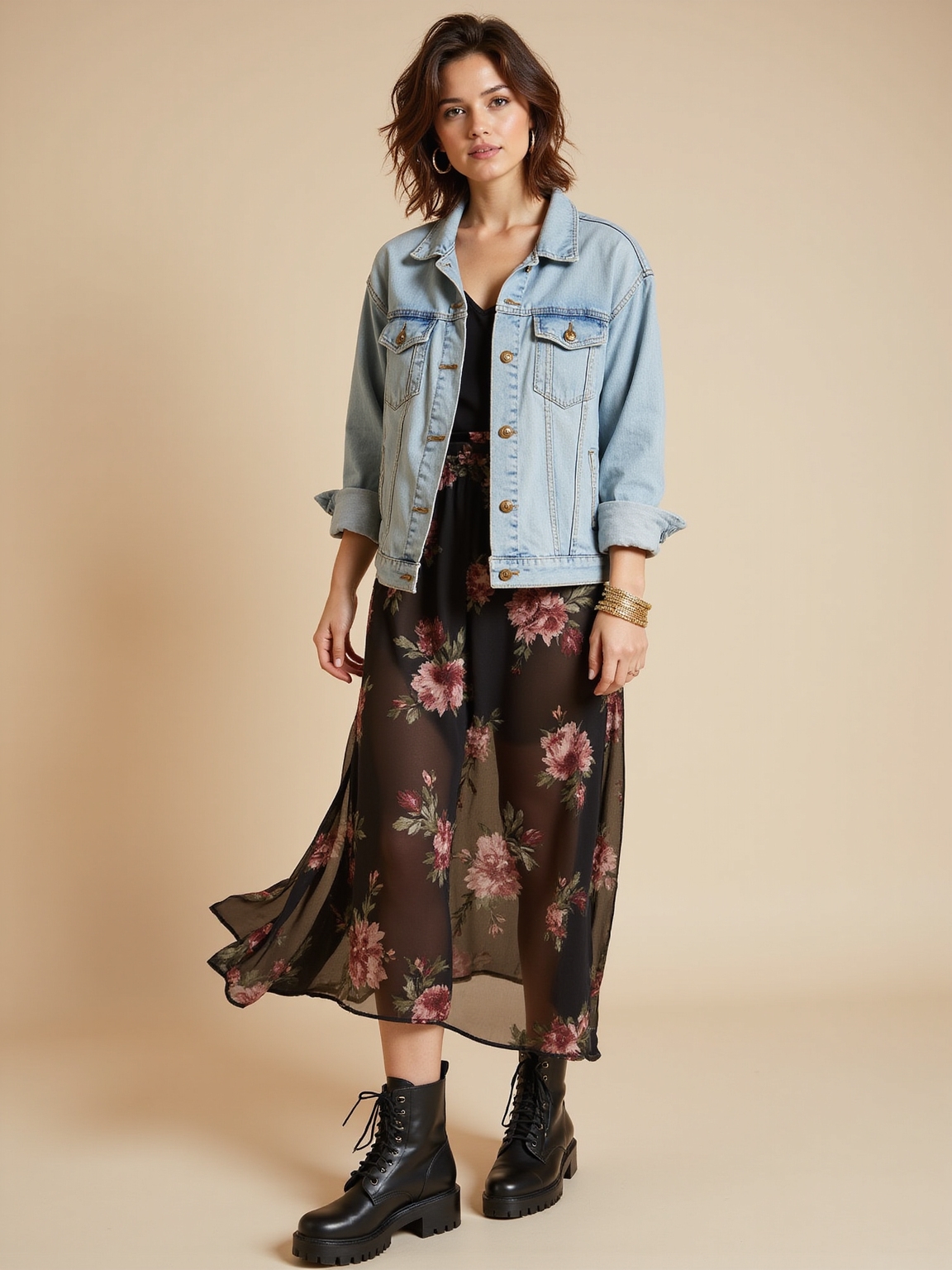 denim florals lace grit