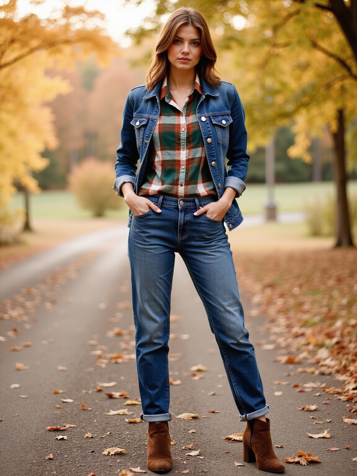 denim layered with flannel