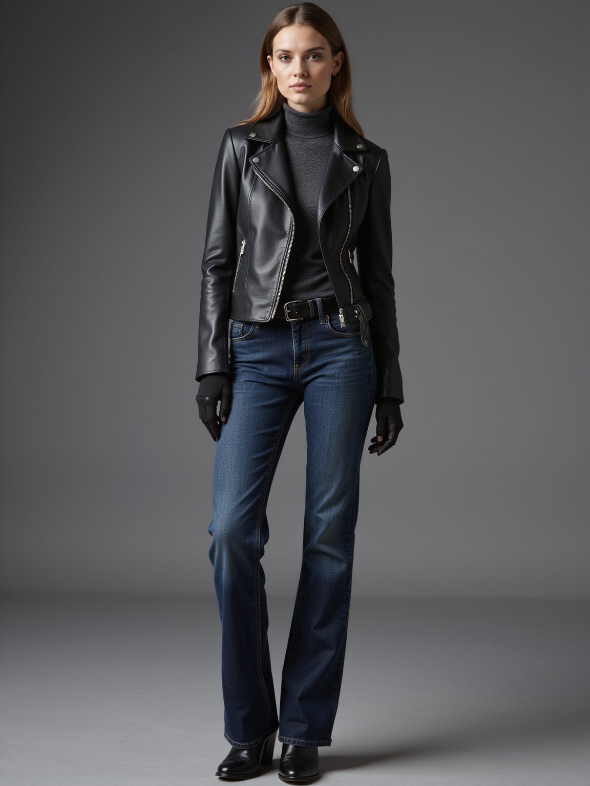denim leather matte boots