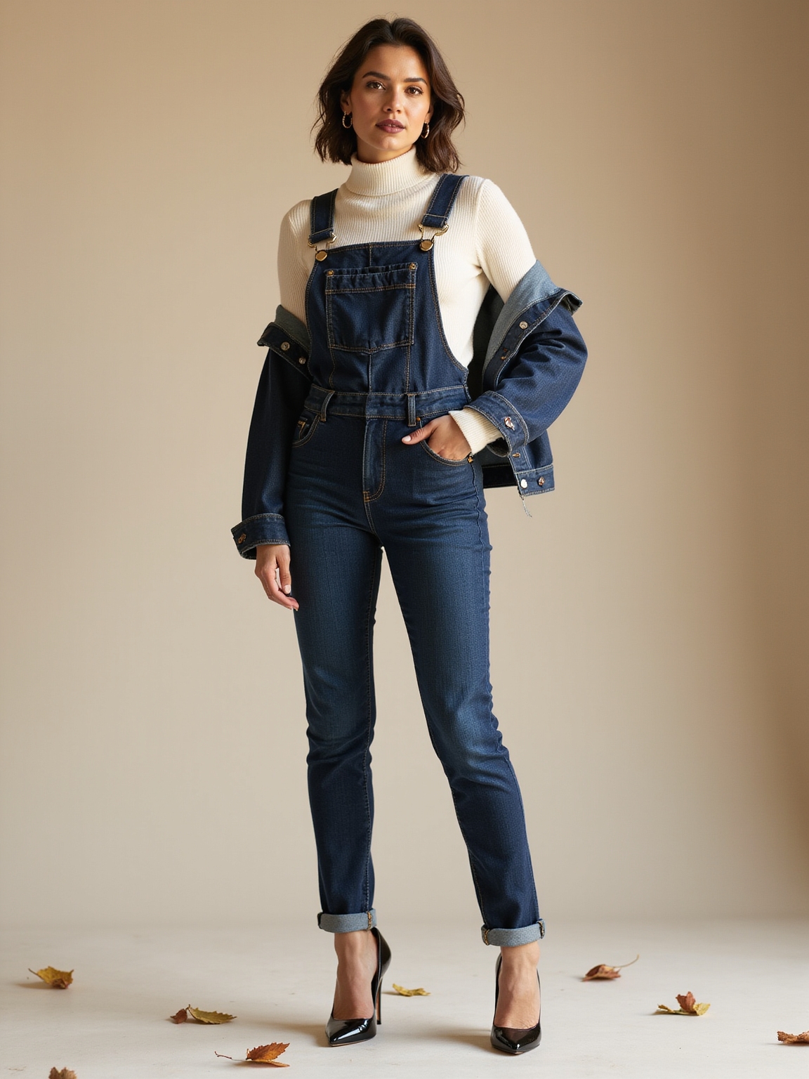 denim overalls with heels