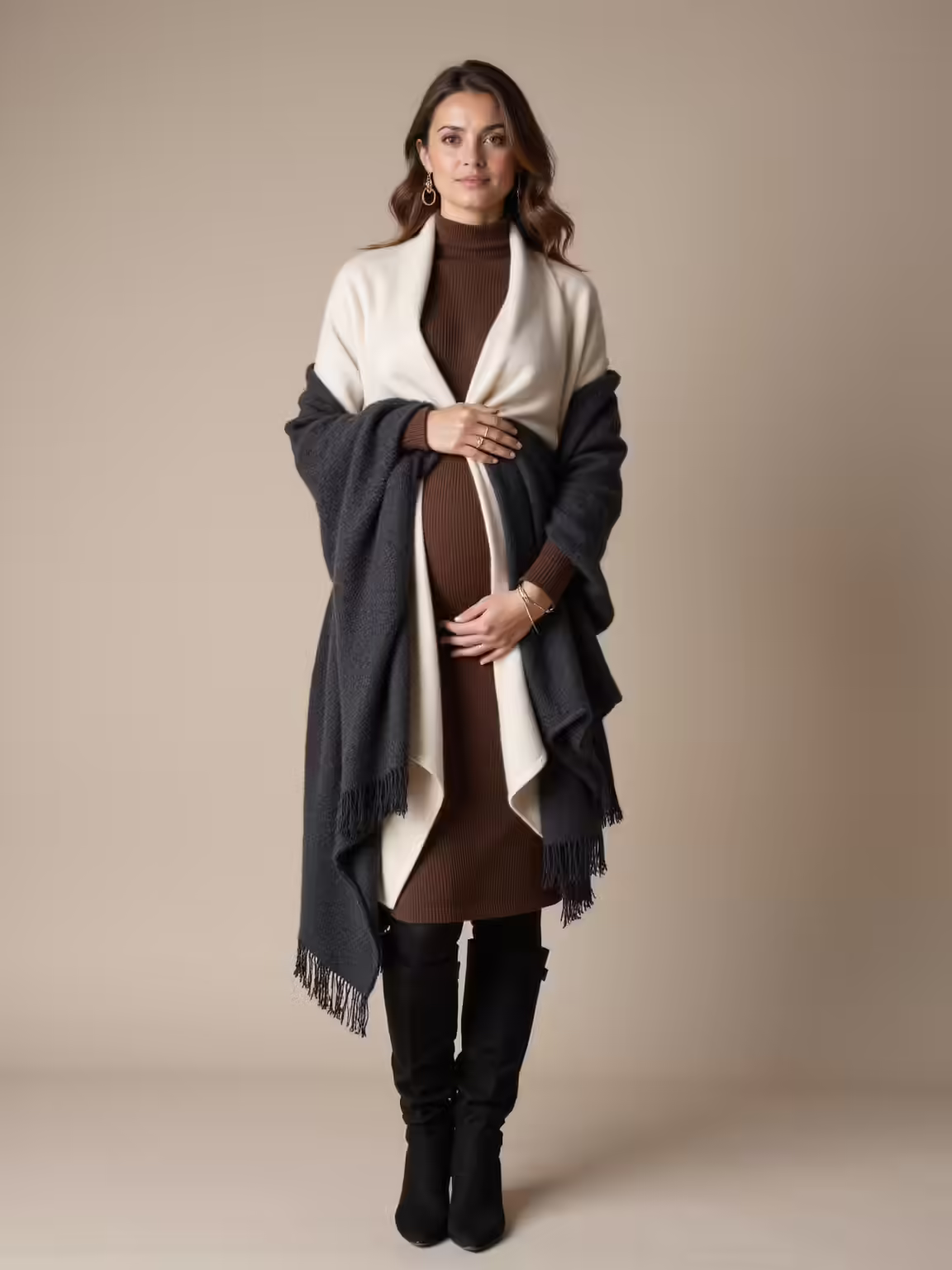 draped cozy layered maternity essentials