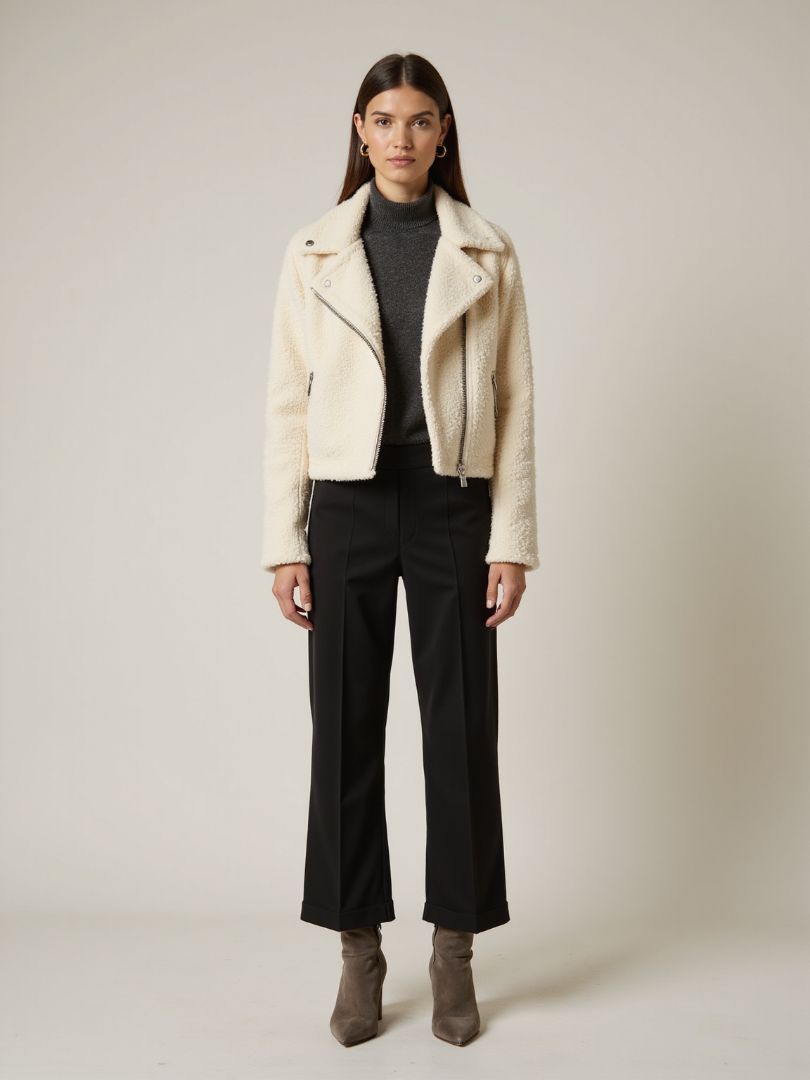 elevated neutral fleece layering chic