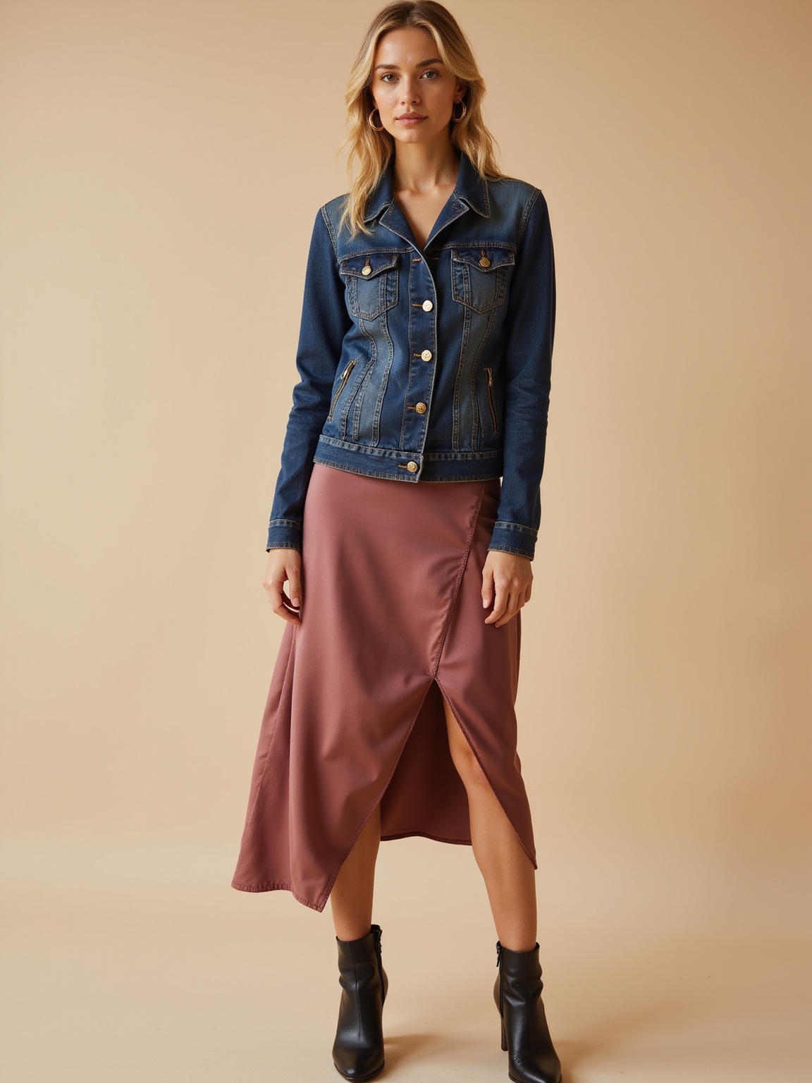 faded denim meets liquid silk