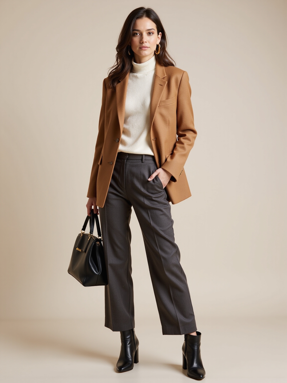 fine knit turtleneck under blazer