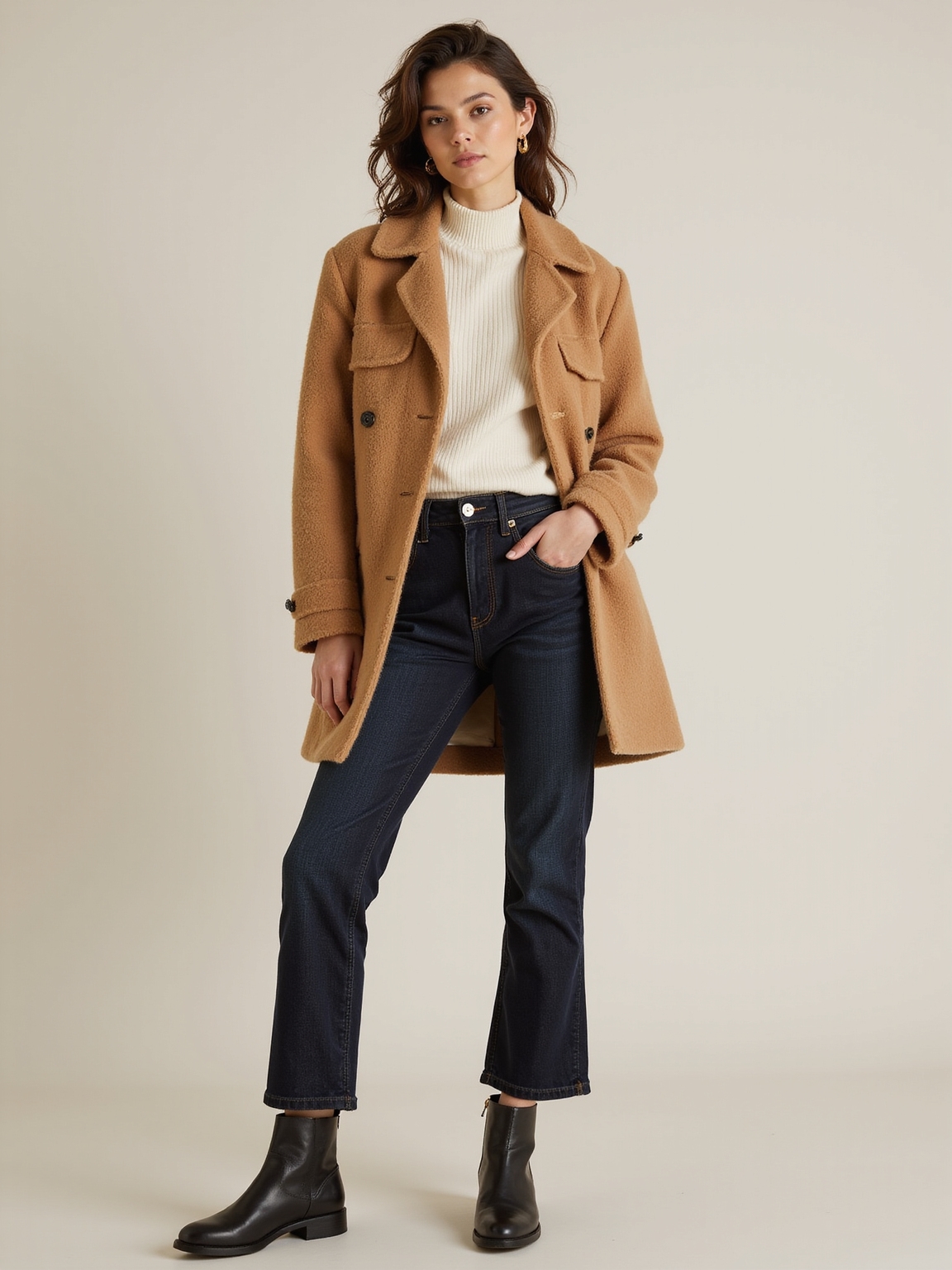 fine knit turtleneck under jacket