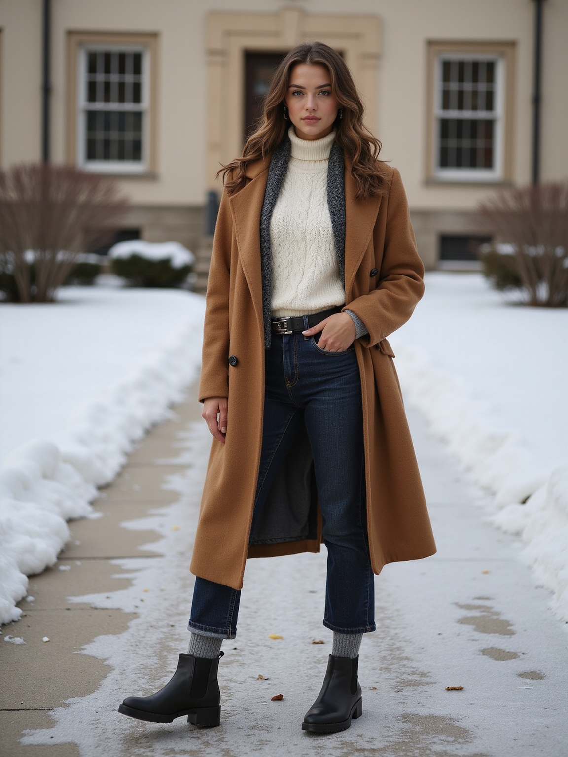 fleece lined high waist denim