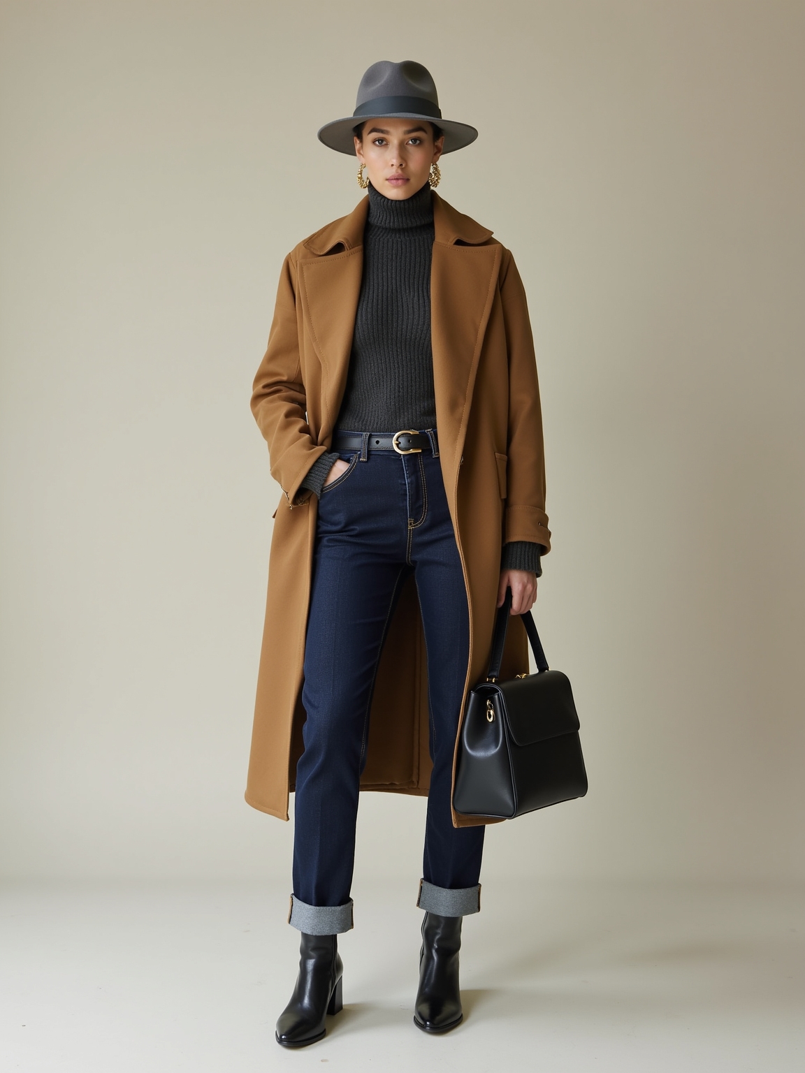 fleece lined layered denim warmth