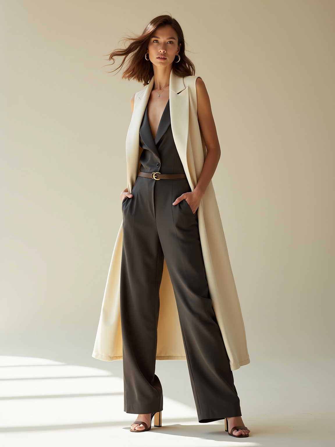fluid jumpsuit longline vest