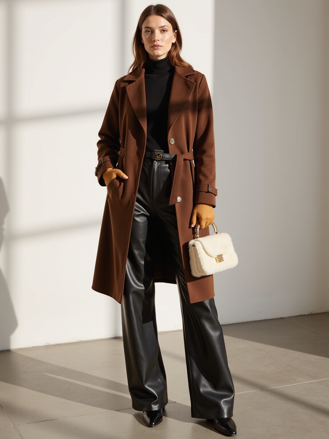 glossy leather meets matte suede