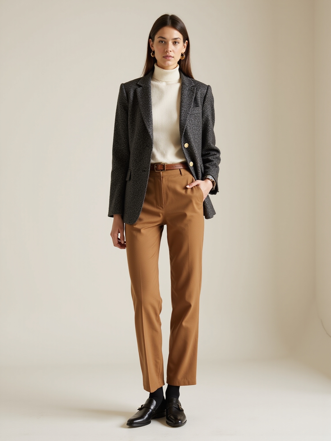 herringbone tweed blazer ensemble