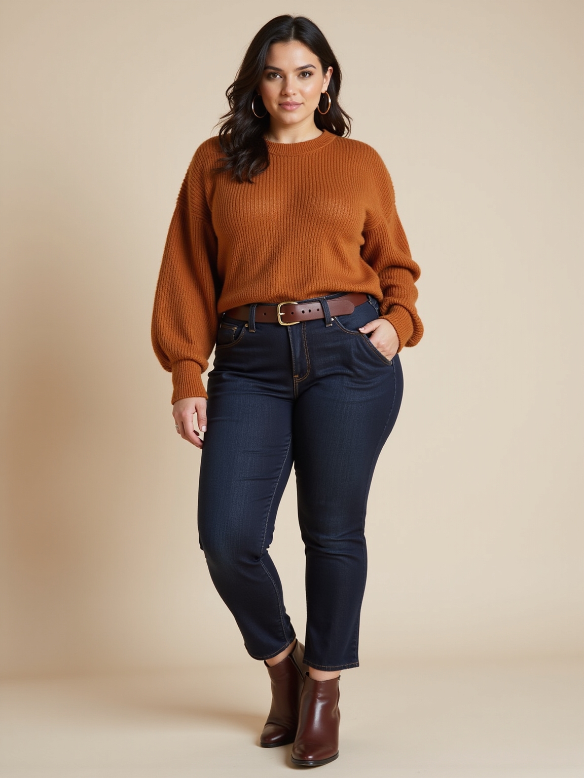 high waisted denim cozy sweater
