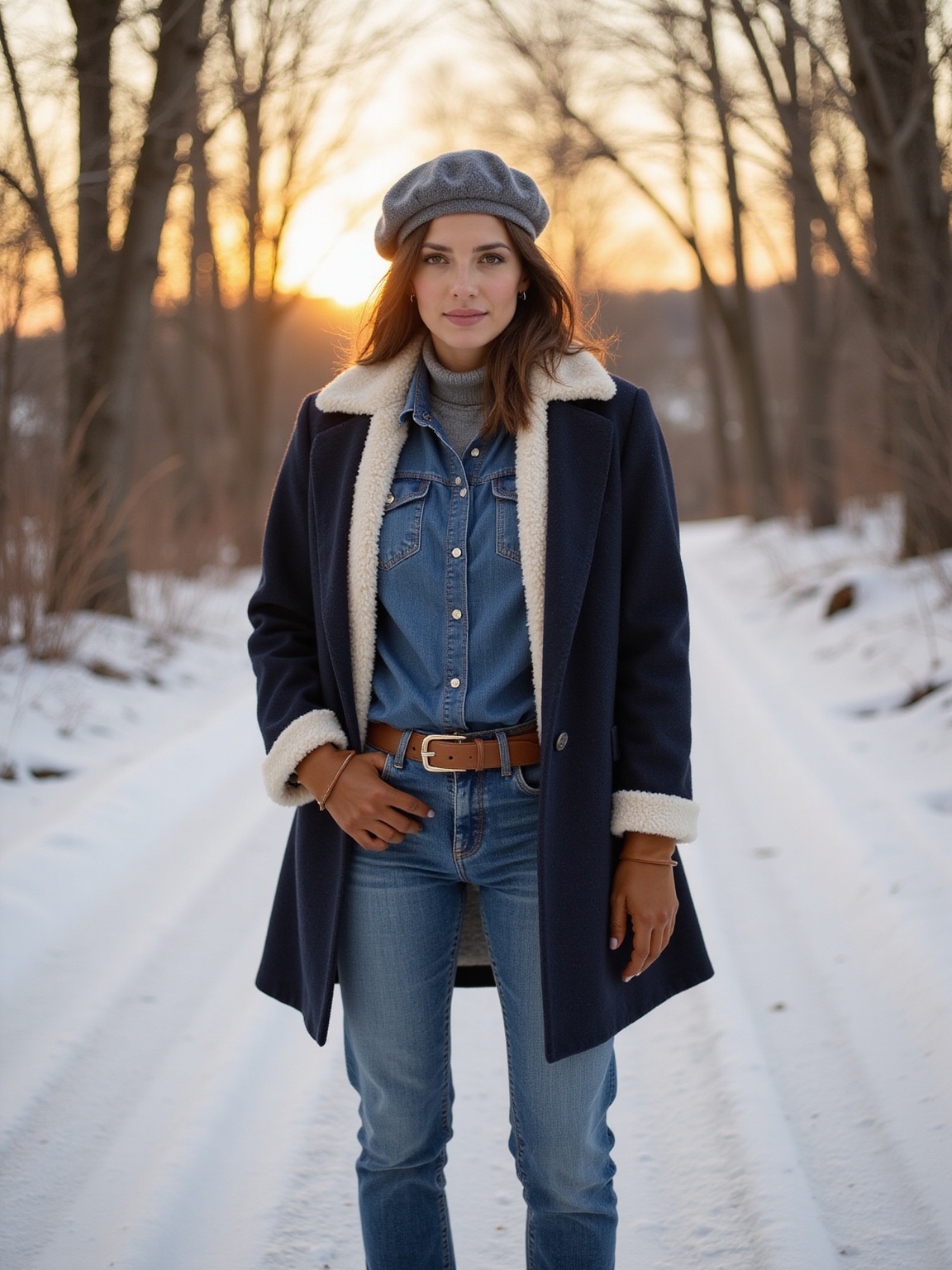 indigo layered textured winter denim