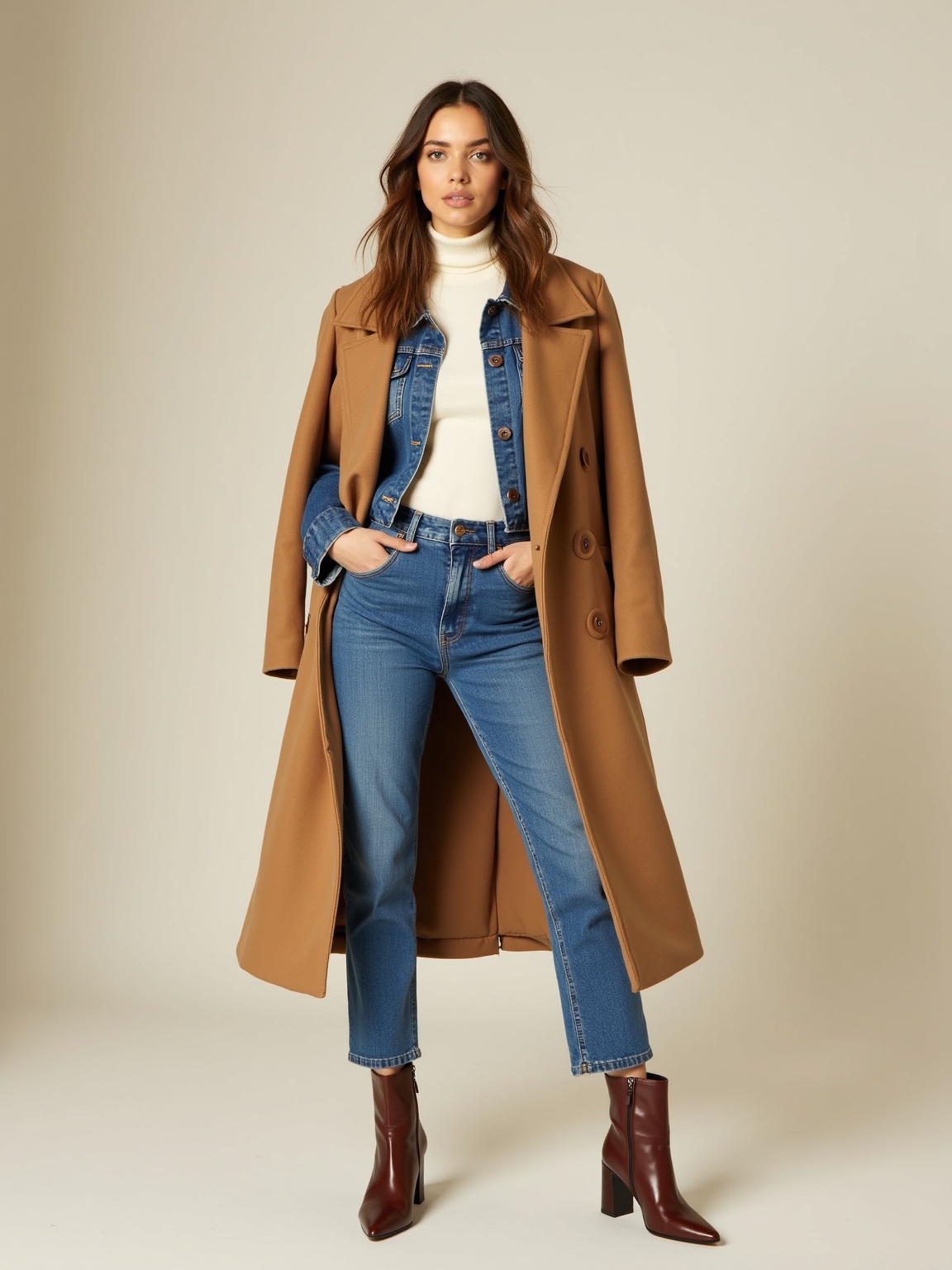 inky denim wool topcoat