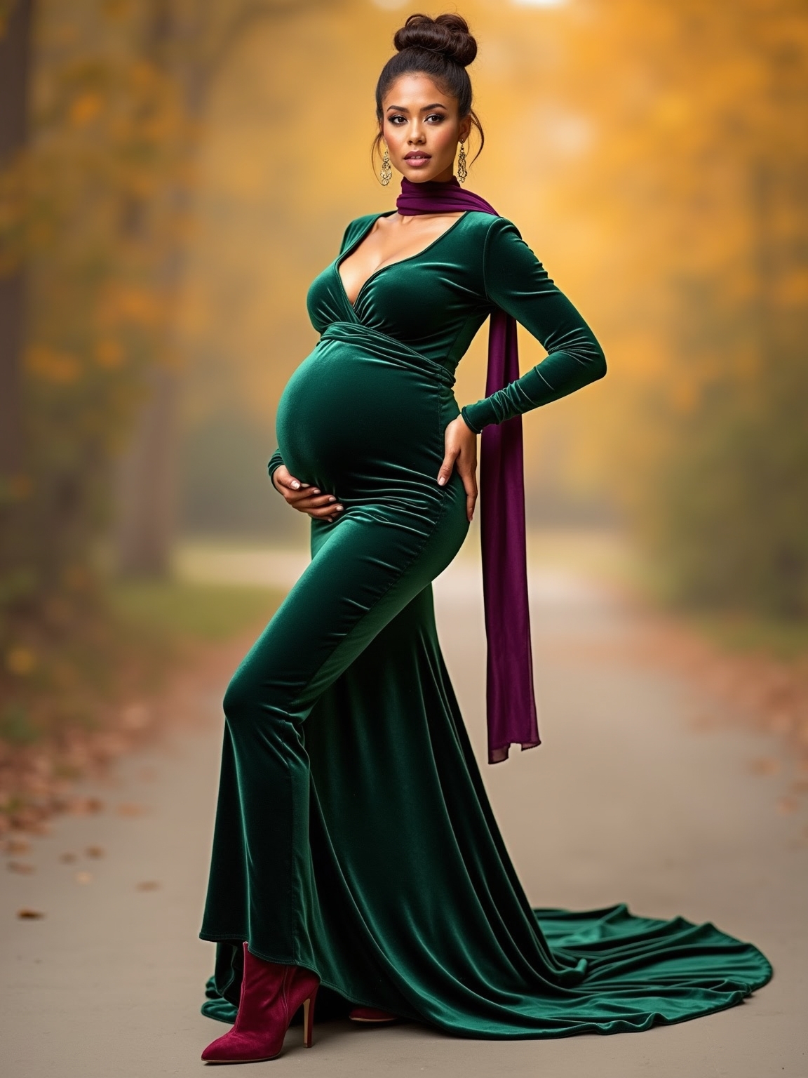 jewel toned autumn maternity styling