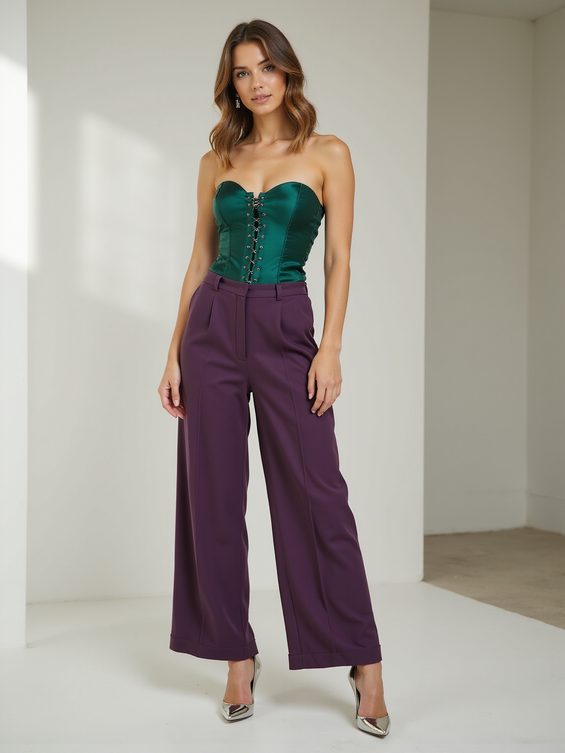 jewel toned corset with trousers