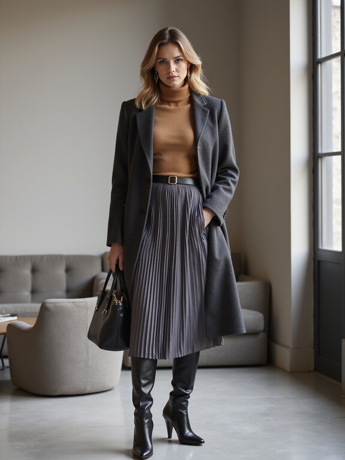 knee high boots with midi